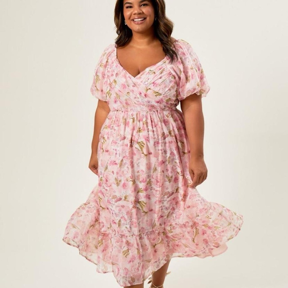 Arula Pink Floral Midi Dress Plus Size B Size 18-20 2X, Worn Once